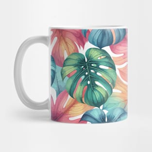 Colorful Monstera Tropical Leaves Mug